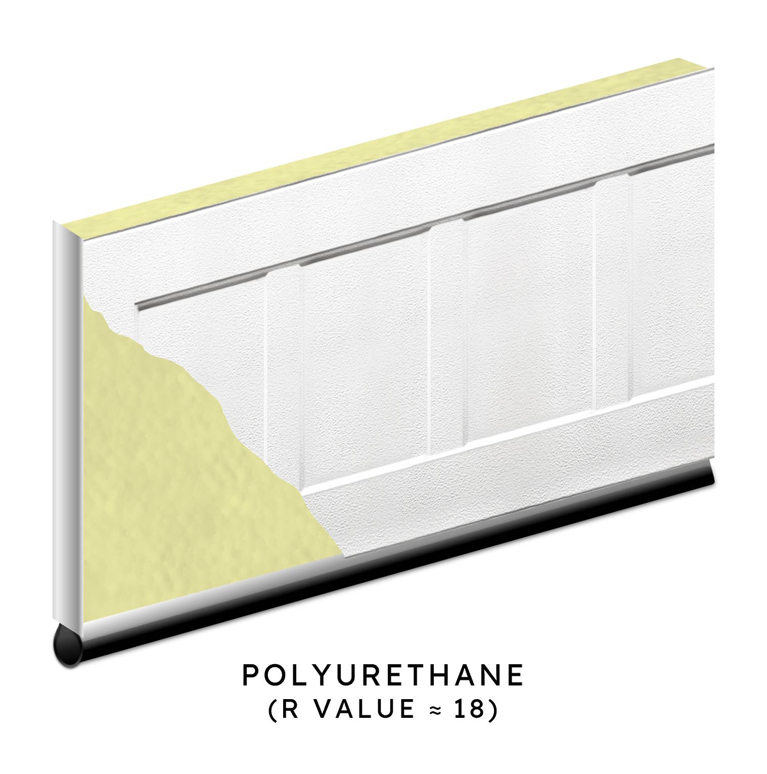 Shaker pencil panel cutaway showing polyurethane insulation