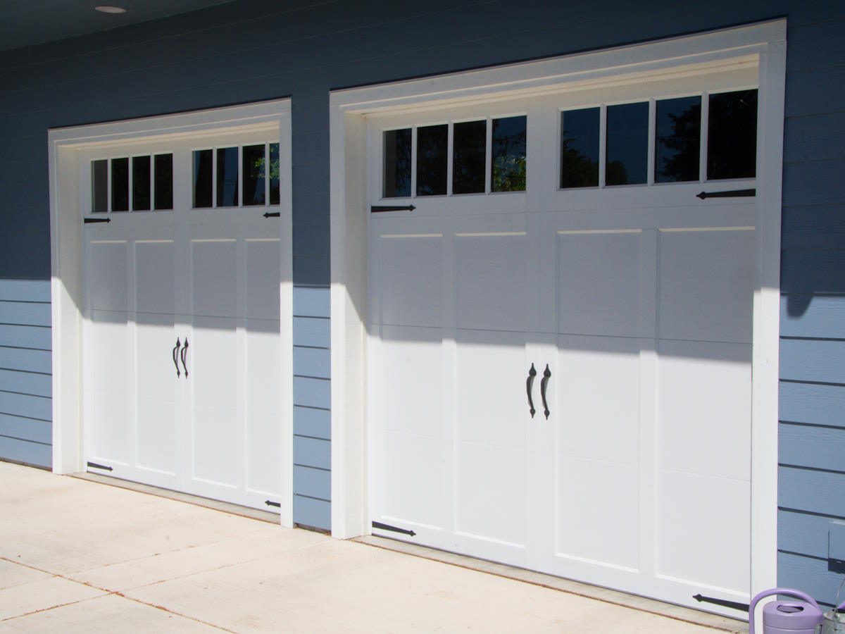 White carriage style garage doors